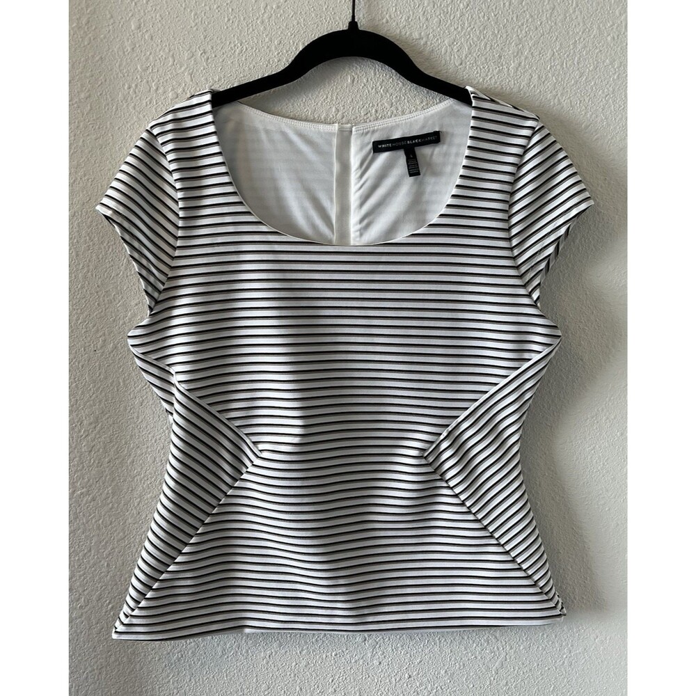 White House Black Market Top Size 4 Striped Jacquard Full Zip Back Career Office